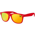 Retro Mirrored Sunglasses with Corner Len Imprint